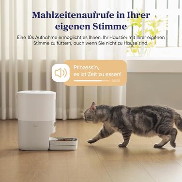 Автомат годування для тварин Pawsync Smart: 3 шт., індикатор зміни кольору, сухий корм, свіжість до 3 місяців, сповіщення через додаток, білий та сірий