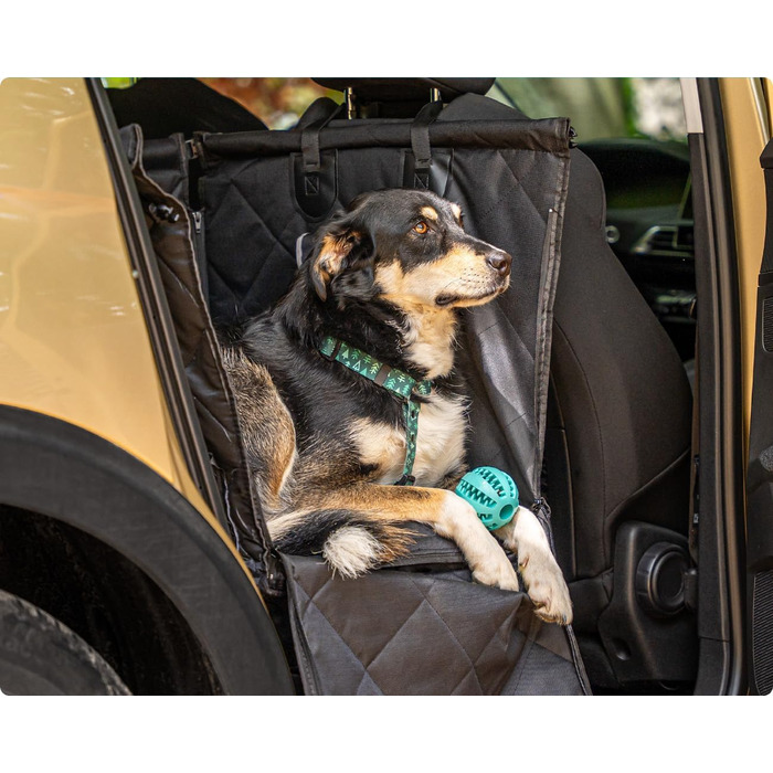 Автокрісло для собак RAGI з ременем безпеки - міцне та стабільне. Захист сидінь авто, переноска для собак на заднє сидіння. Чорний колір