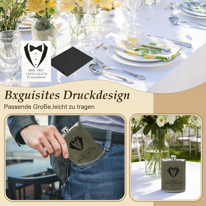 Персоналізований набір фляг 8oz з гравіюванням – фляга з нержавіючої сталі, 4 склянки, воронка та подарункова коробка для дружби, подарунок на весілля для чоловіків та жінок, сірий колір