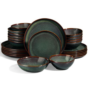 Сервіз Joyfair на 6 осіб, 24 предмети, кераміка, реактивний Tundra Green