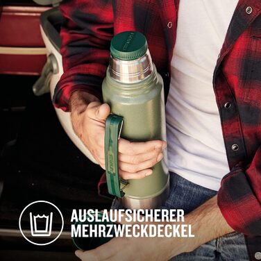Stanley Classic Legendary Thermos - Keeps Drinks Hot or Cold for 24-32 Hours - Dishwasher Safe - Leakproof Lid Doubles as a Cup - BPA-Free Insulated Flask - Stainless Steel Thermos