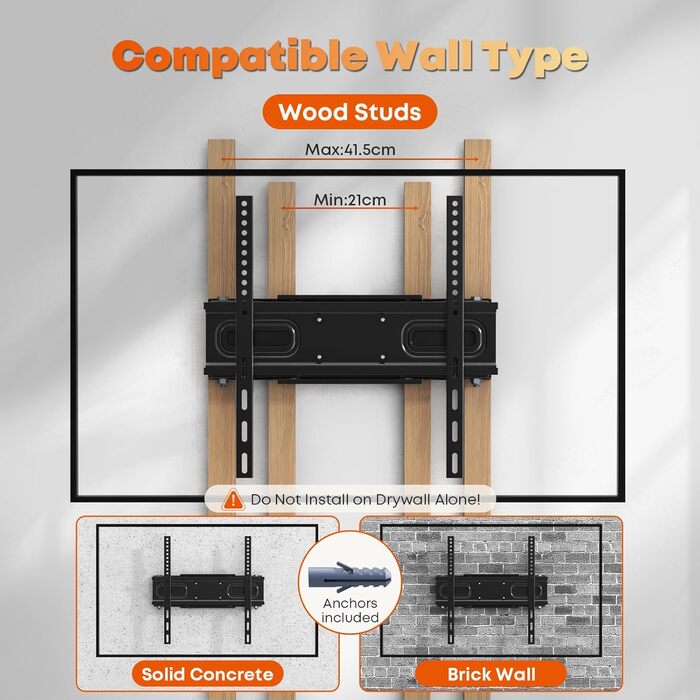 Настінне кріплення для телевізора 32-70 дюймів, поворотне, нахильне, до 50 кг, VESA 400x400 мм
