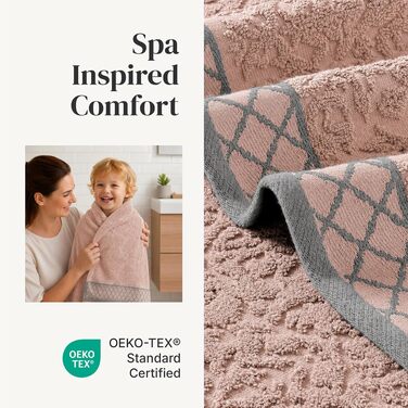 Набір рушників Pacific Coast Textilien Damast Jacquard з бордюром, 100% бавовна, 8 шт, персиковий колір