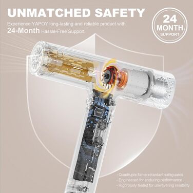 Професійний фен YAPOY з дифузором: швидке сушіння, 200 млн іонів, 110 000 об/хв, захист від пошкодження теплом, інтелектуальний термоконтроль, сріблястий