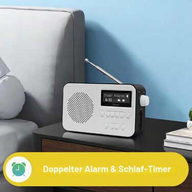 Портативний цифровий радіоприймач LEMEGA PR2-Max DAB+/FM з Bluetooth 5.3, живлення від батарейок AA, чорний