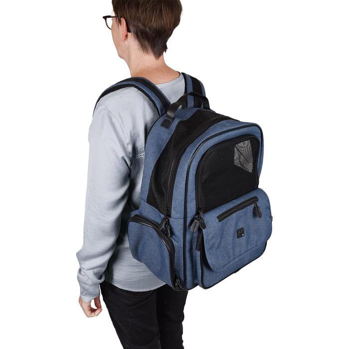 Дитячий рюкзак Wiro Blu – 40x25x41 см – поліестер – з відкидними клапанами, знімний дно, страховка, підтримка спини, нагрудний ремінь, фіксація на візку – 1 шт.