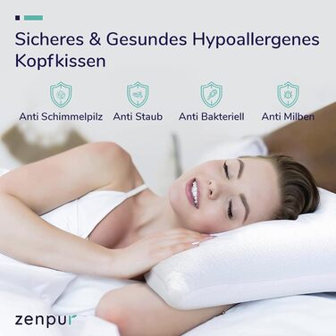 ZenPur Lumbar Pillow Soft 2-Pack 40x60-13cm Memory Foam Pillow Soft - Ergonomic Sleep Pillow for Gentle Support, Oeko-TEX Certified Soft 2 Pack 40 x 60 x 13 cm