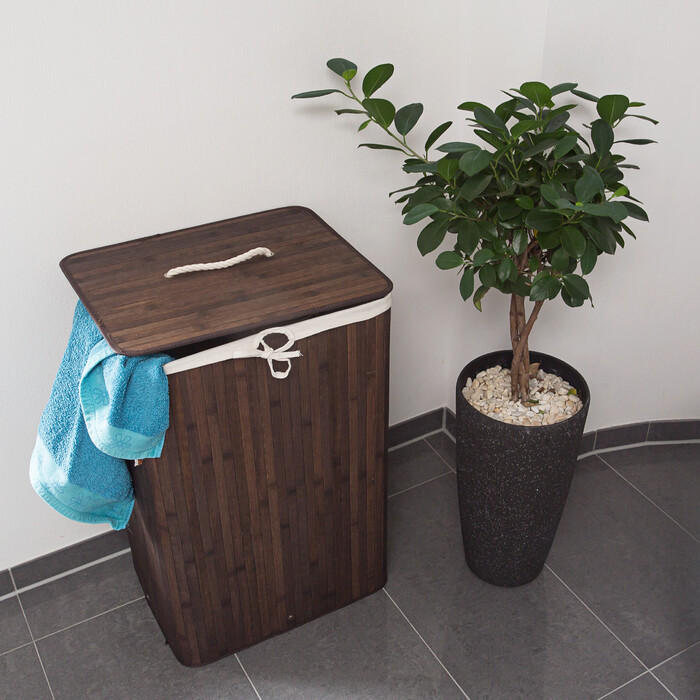 Relaxdays Bamboo Laundry Basket, Square