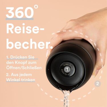 Moon 360° Thermobecher, Coffee Mug to Go Thermo, Travel Mug 300ml, Coffee to Go Becher, Insulated Leak-Proof Cup - BPA-Free, Double-Walled Stainless Steel, 100% Leak-Proof, 360° Drinking Opening, Black