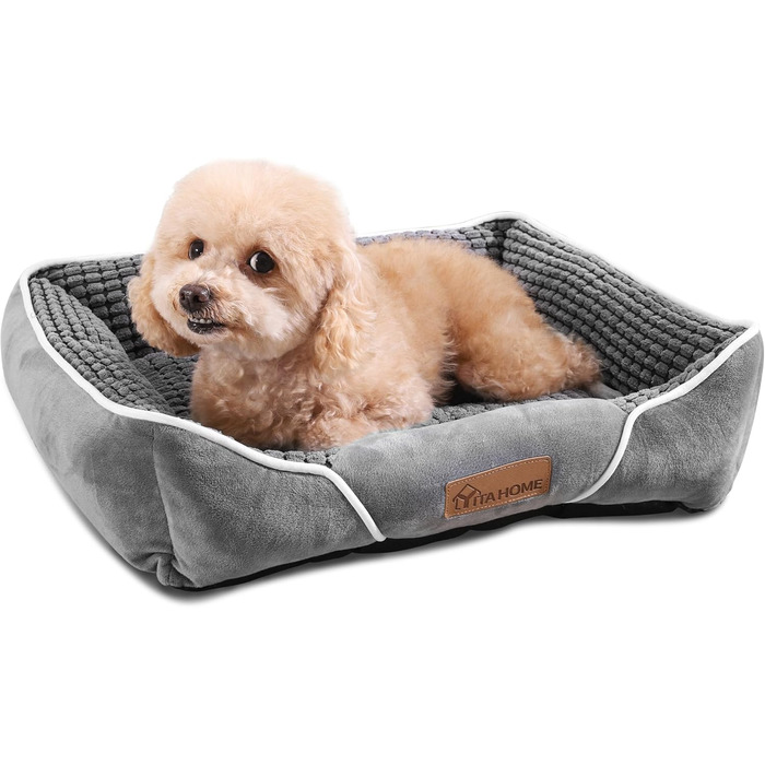 YITAHOME Dog Bed for Medium to Small Dogs, Dog Cushion, Dog Beds, 64x53cm, Non-Slip Bottom Dog Sofa, grey (51x48x15cm (L x W x H))