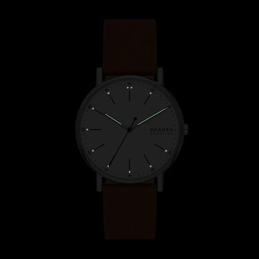 Годинник Skagen Signatur для чоловіків з кварцовим механізмом та шкіряним ремінцем (колір: коричневий та білий)