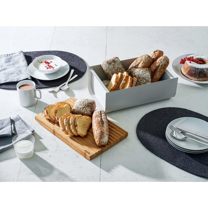 Хлібниця з дошкою Alessi, сіро-жовта, сталь
