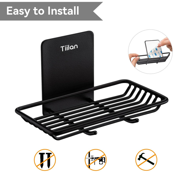 Тримач для мила на стіну - Edelstahl (чорний) | Edelstahl, самоклеючі, для ванної кімнати