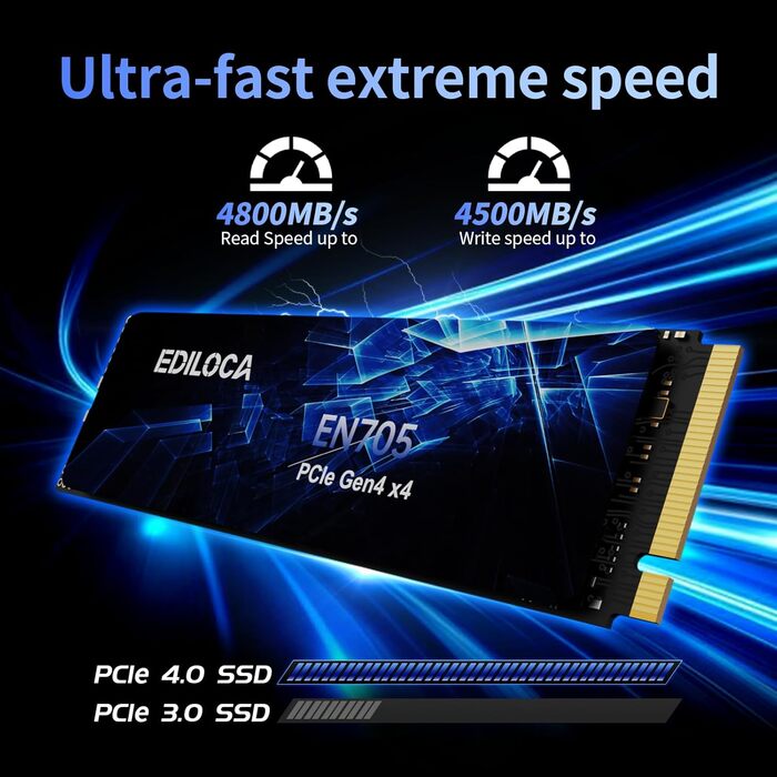 SSD накопичувач NVMe M.2 PCIe Gen4 2TB з радіатором для PS5, ноутбука та ПК, 7400 MB/s, 3D NAND TLC