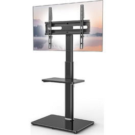 Adjustable Swivel TV Floor Stand for 27-65 inch Flat & Curved TVs - Universal White TV Stand (Supports up to 35kg)