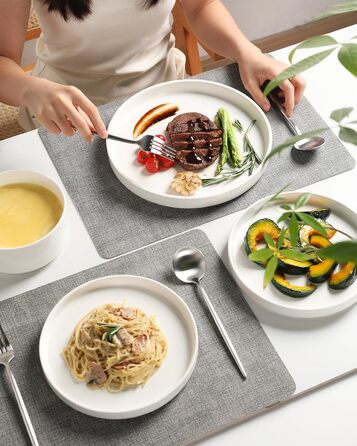 Набір посуду Sweejar Home з кераміки для 4 осіб (12 предметів): порцелянові тарілки та миски, богемський стиль, простий набір для обіду, придатний для миття в посудомийній машині та використання в мікрохвильовій печі