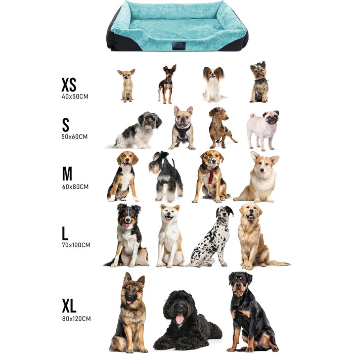 Ліжко для собак, подушка для собак - ліжко-кошик з високим бортиком, 80x120, 70x100, 60x80, 40x50, блакитний колір, розмір 70x100 см