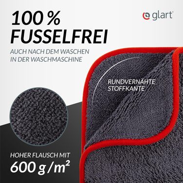 Мікрофібра для автомобіля Glart 443TPO4, 12 шт, 40x40 см, 600 GSM, серветки для полірування та чистки авто, червоні