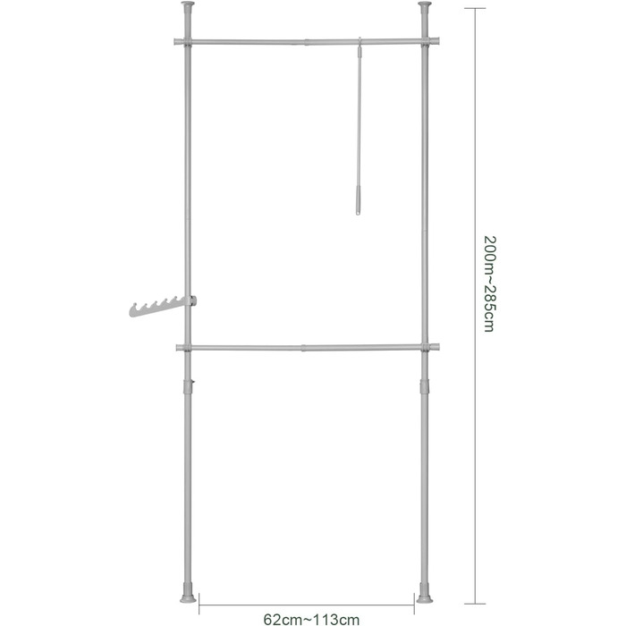 SoBuy® FRG109 Telescopic Wardrobe System with 2 Clothes Rails, Clothes Storage System, Shelf System, Clothes Rack (Light Grey)
