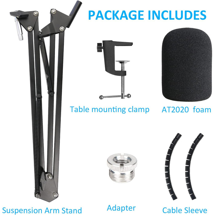 Підставка для мікрофона YOUSHARES з поп-фільтром для Audio Technica AT2020, AT2020USB, AT2035