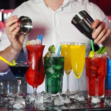 Cocktail Set, Stainless Steel Cocktail Shaker Bar Set, 12-Piece Cocktail Mixer Set with Wooden Stand, Measuring Cups and Bar Spoon, 750ml Shaker Cocktail Set for Home or Bar