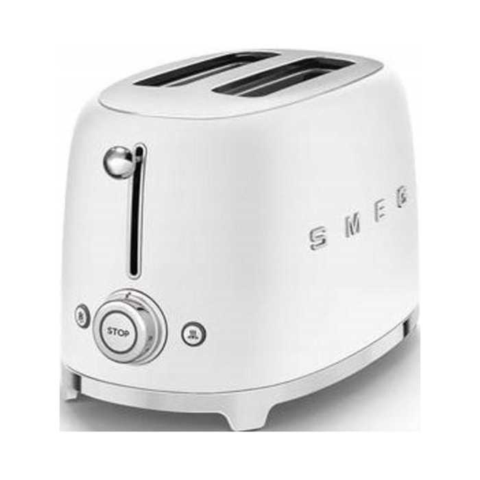 Тостер Smeg TSF01WHMEU, матовий білий, на 2 скибки, 950 Вт, з функцією розморожування