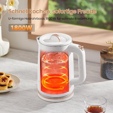 Електричний чайник OLEGA 1.8L, 1800W, нержавіюча сталь, автоматичне вимкнення, захист від сухого кип'ятіння, зелений