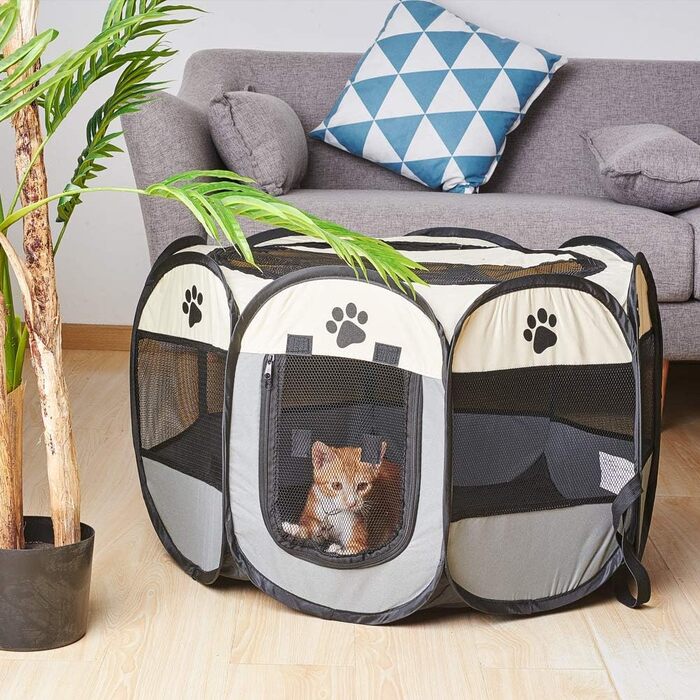 Трансформер для тварин XhuangTech: переноска-стійка для собак, котів, цуценят, для дому та вулиці (сірий & бежевий)