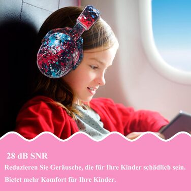 Навушники для захисту вух Kinder: регульовані навушники шумоізоляції для дітей, для концертів, SNR 28dB, рожевий колір