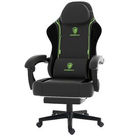 Ігровий крісло Dowinx з PU-шкіри, ергономічний, з підтримкою попереку, для ПК, 150 кг, зелений