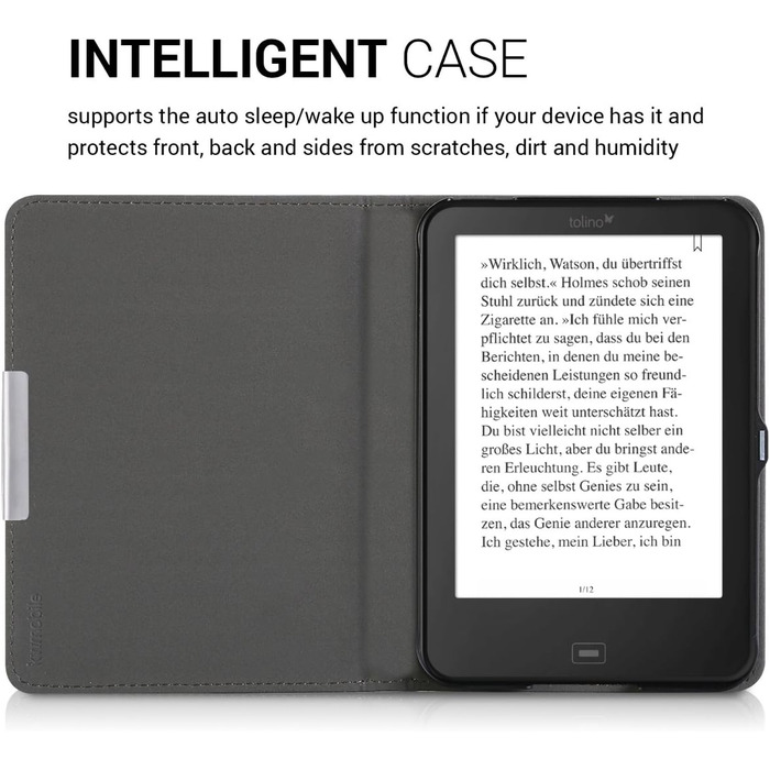 Чохол-книжка kwmobile для Tolino Shine 2 HD - квітковий принт (Pusteblume Love, білий, чорний)