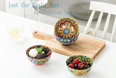 Набір супових тарілок Henten Home, 4 шт. - 360 мл, кераміка, для супу, десерту, морозива, богемний стиль