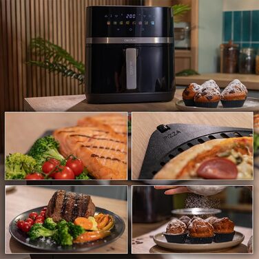 Аерофритюрниця Cecotec Cecofry&Grill Duoheat 10000 з грилем, 2800 Вт, 10 л, з вікном перегляду, чорна