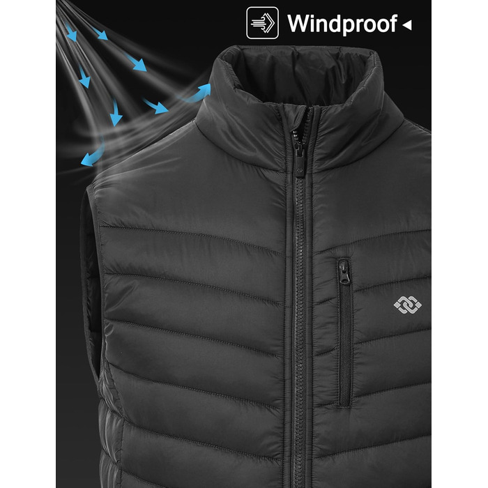 Чоловіча жилетка oFiz Легка стьобана жилетка з коміром-стійкою, гібридна жилетка з підкладкою, для активного відпочинку, роботи, гольфу, хайкінгу, темно-синій (XXL, темно-сірий)