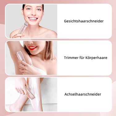 Електричний пристрій для видалення волосся Lady Shaver 2-в-1: електробритва та тример для бікіні. Безболісне видалення волосся для обличчя, тіла, ніг, рук та зони бікіні. IPX7 водонепроникний, рожевий колір.