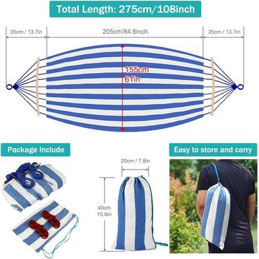 Гамак MOSFiATA для відпочинку на відкритому повітрі: кемпінг, балкон, сад. З дерев'яною перекладиною та сумкою для перенесення