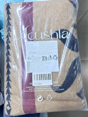 Вовняний плед ACUSHLA з мериносової вовни, тепла ковдра для дому та кемпінгу, універсальний покривала на диван (160x220 см), коричнево-червоний