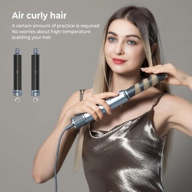 Airstyler 5 в 1: Фен, плойка, щітка, стайлер для волосся з іонною технологією 110000 U/Min, сірий