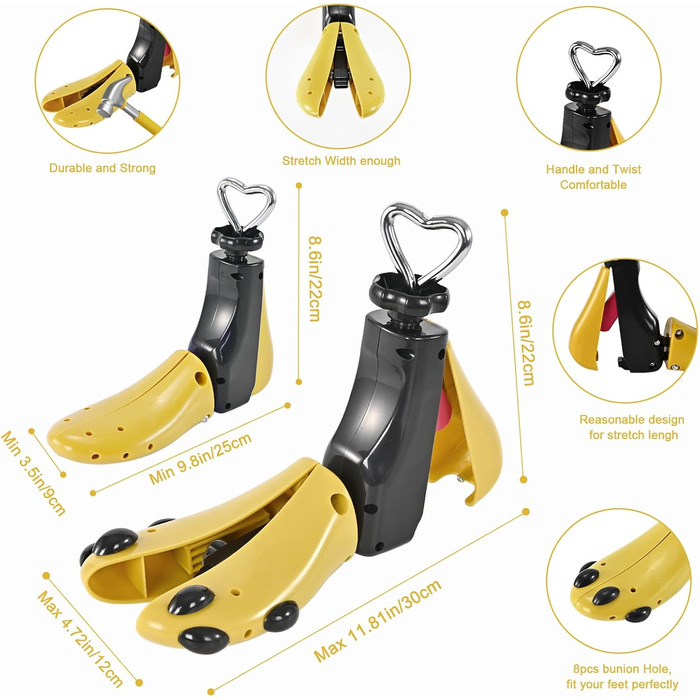 JJDPARTS Shoe Stretchers for Women, Men, Boot Stretchers for Women, Adjustable, Unisex, Wide Feet, Red