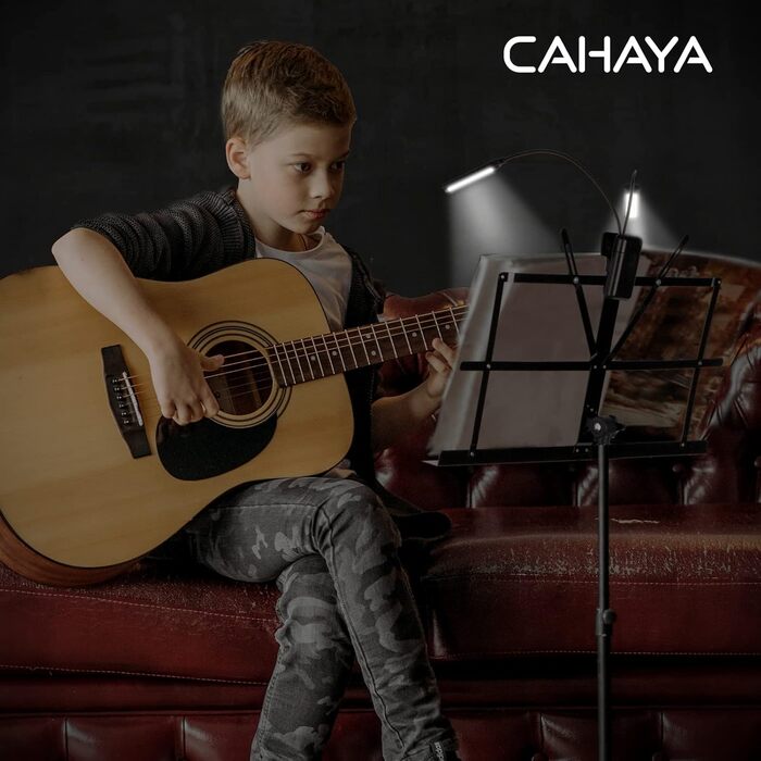 CAHAYA Металевий складний підставка для нот - легка, портативна, регульована, 2-в-1 з сумкою, CY0204 (чорний з підсвічуванням)