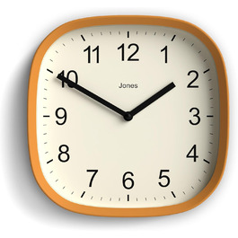 JONES CLOCKS Square Retro Wall Clock made of high-quality acrylic, 'Sprite' in Mint 25 x 25 x 5 cm (Yellow)