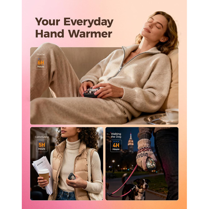 Електричні грілки для рук OCOOPA 2 шт., стильні, у формі діаманта з магнітом, акумуляторні, для жінок, подарунок на Новий рік, для Рейно, туризму, кемпінгу