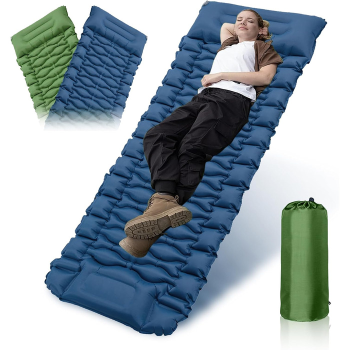 Саморозкладаний килимок для кемпінгу Samlonge: Товста повітряна матрац з насосом, водонепроникний, для відпочинку на природі, у наметі, для туризму