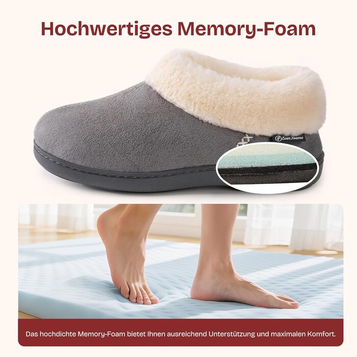 Жіночі халапи EverFoams зимові, антиковзні, теплі, з плюшем та піною з пам'яттю, 38/39 EU, сірі
