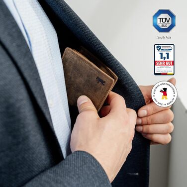 Berliner Bags Vintage Wallet, Portmonee (Coin Wallet) made of Leather, Wallet with TÜV-tested RFID protection, for Men - Brown