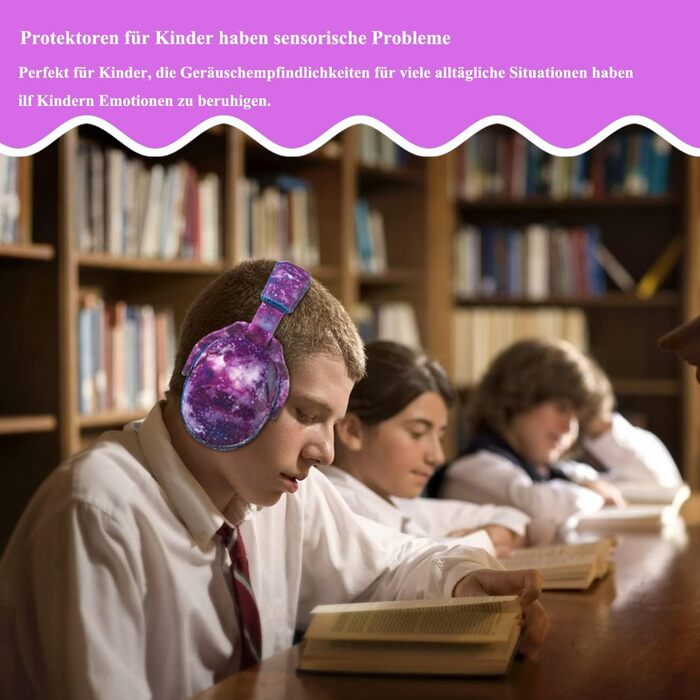 Дитячі навушники для захисту від шуму Kinder Nebula (блакитна смуга) - регульовані, SNR 28dB