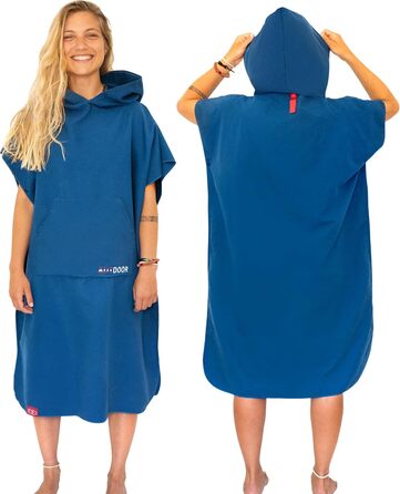 AUTDOOR® Microfiber Bathrobe for Women & Men - sustainably made from 100% recycled PET bottles - towel as a changing assistant for beach and water sports - quick-drying & compact (Blue, Medium)