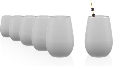 Stölzle Lausitz ELEMENTS Glasses 465 ml White & Silver | Drinking Glasses 6-Piece Set | Dishwasher-Safe Glass Set | High Impact Resistance | Universal Glasses for Water, Juice, and Whisky