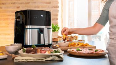Аерофритюрниця Cecotec Cecofry Full Inox 5500 Pro, 5.5 л, 1700 Вт, цифрова безмасляна фритюрниця з корпусом із нержавіючої сталі та 8 режимами приготування