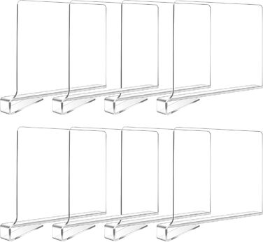 8-Piece Clear Acrylic Shelf Dividers, Multifunctional Shelf Divider, Adjustable Closet Organizer, Clear Storage Organizer for Pantry, Wooden Cabinet, Bedroom